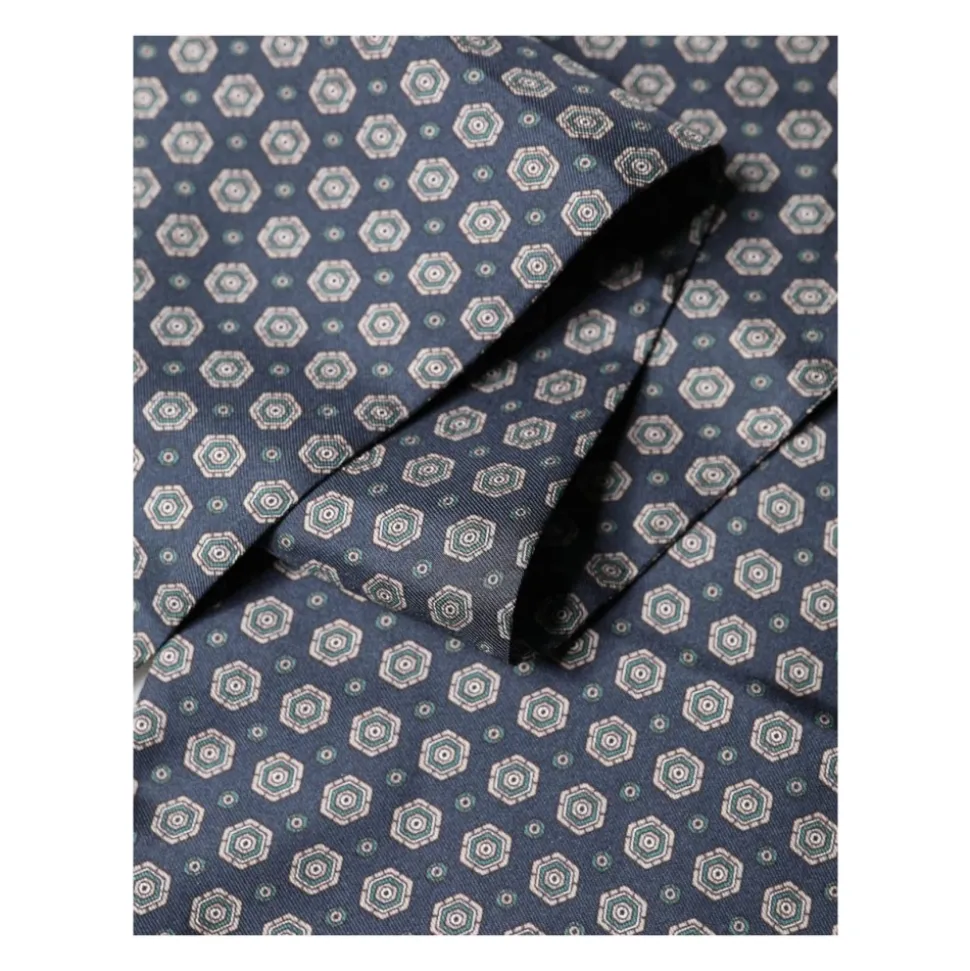 Mønstret Silke Frynser Foulard Skjerf