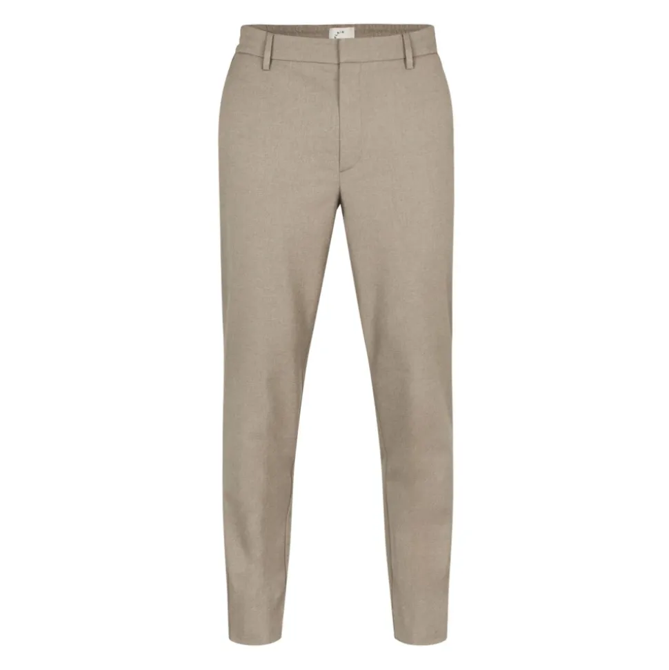 Mørk Sand Melange Tapered Bukser