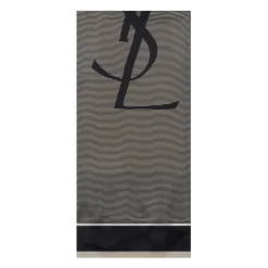Navy Blå Silkeskjerf med YSL-logo