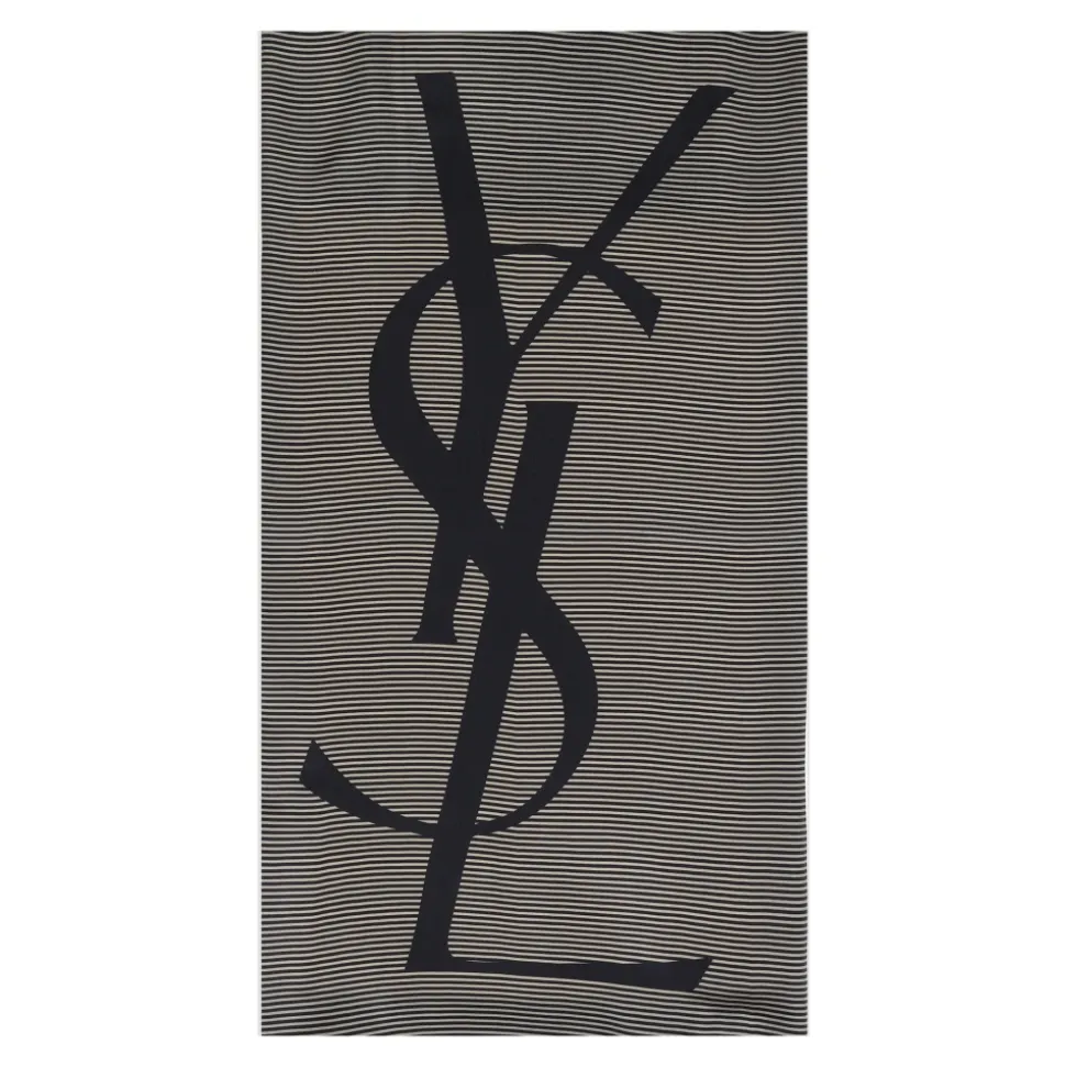 Navy Blå Silkeskjerf med YSL-logo