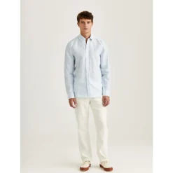 no color Morris Douglas Linen Stripe Shirt Skjorte