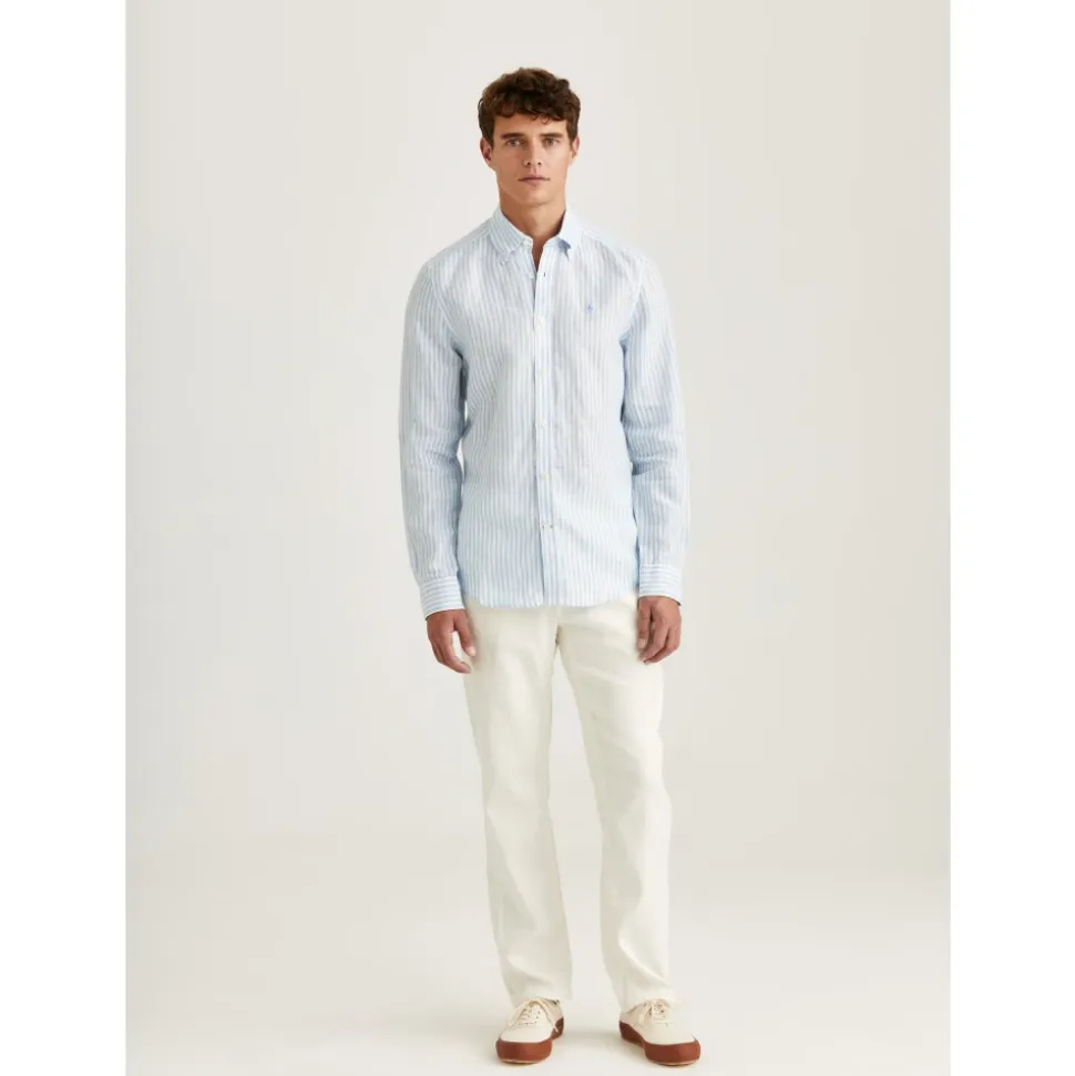 no color Morris Douglas Linen Stripe Shirt Skjorte