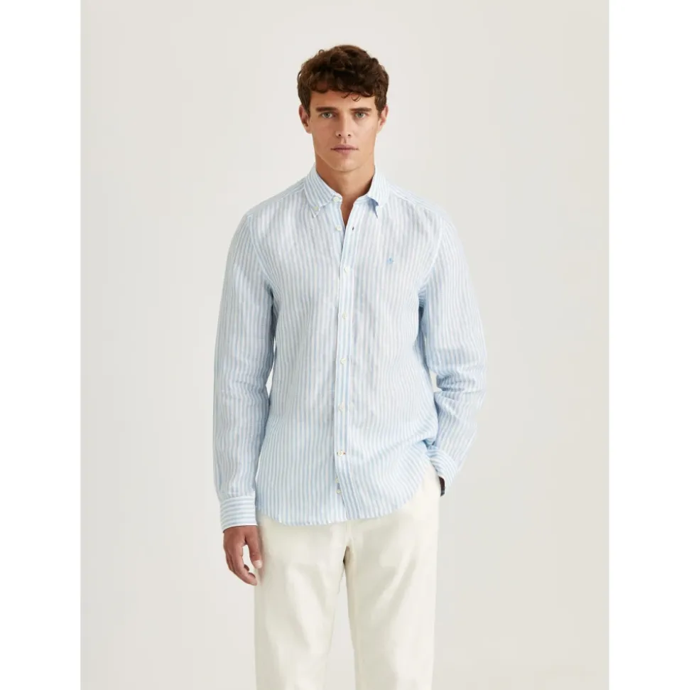 no color Morris Douglas Linen Stripe Shirt Skjorte