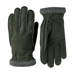 Nubuck Ribbestrikket Mansjett Skinnhansker