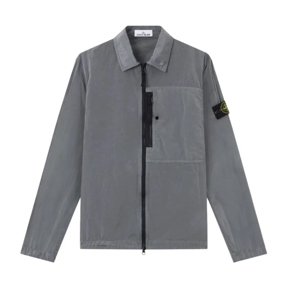 Nylon Metal Zip-Up Overshirt