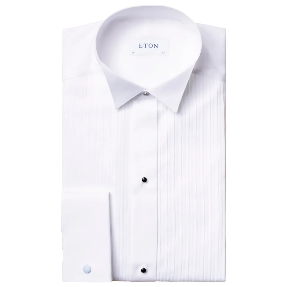 Plissé Wing Collar Smoking Slim Shirt