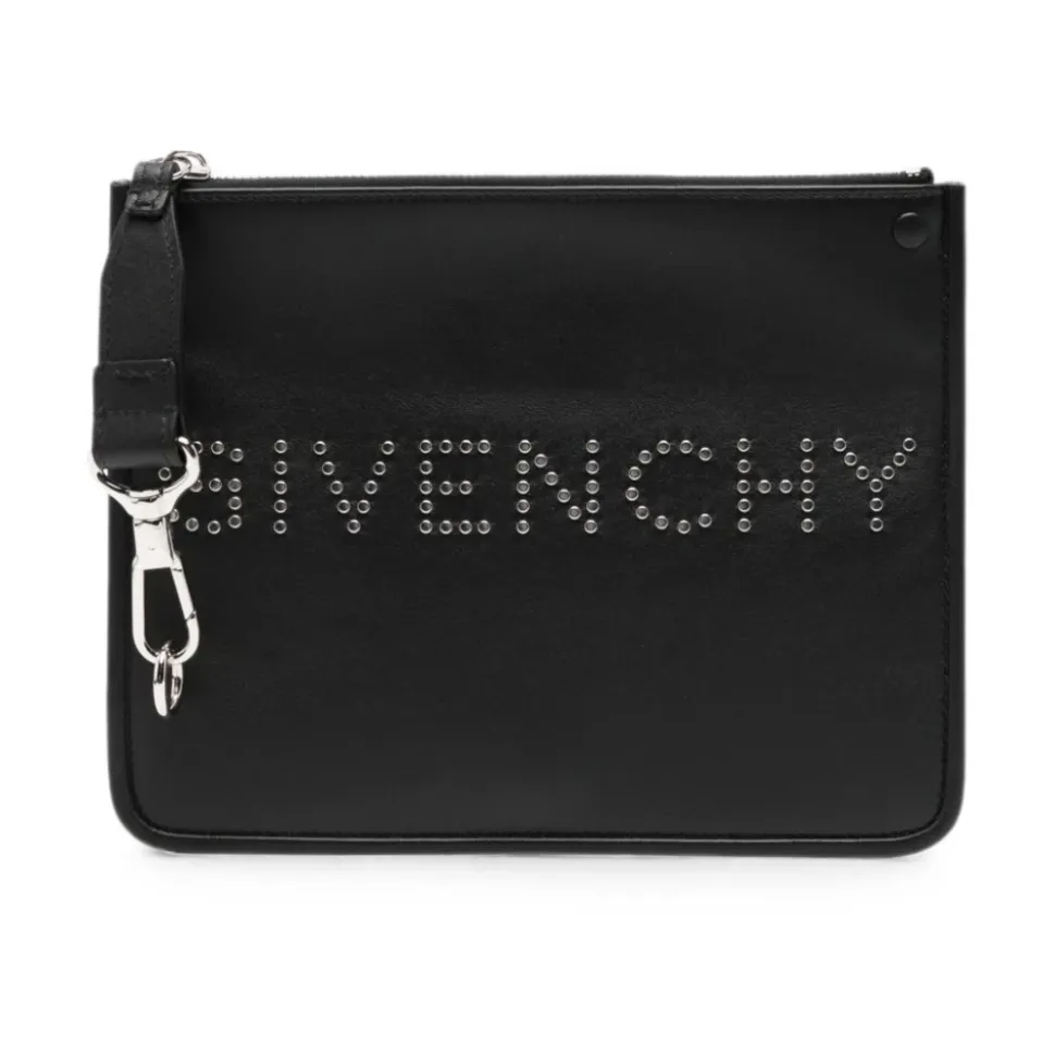 Pochette med logo og dekorative nagler