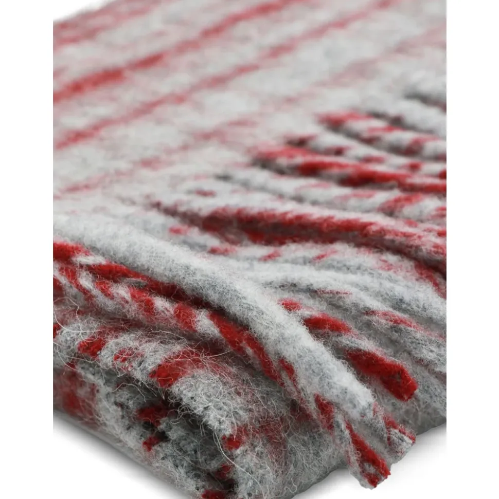 Rødt rutete skjerf i ull-mohair