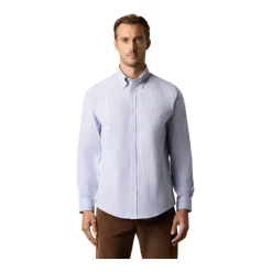 Regular Fit Non-Iron Striped Stretch Oxford-skjorte med Button Down-krage