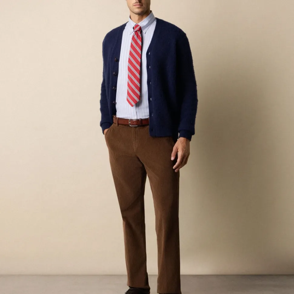 Regular Fit Non-Iron Striped Stretch Oxford-skjorte med Button Down-krage