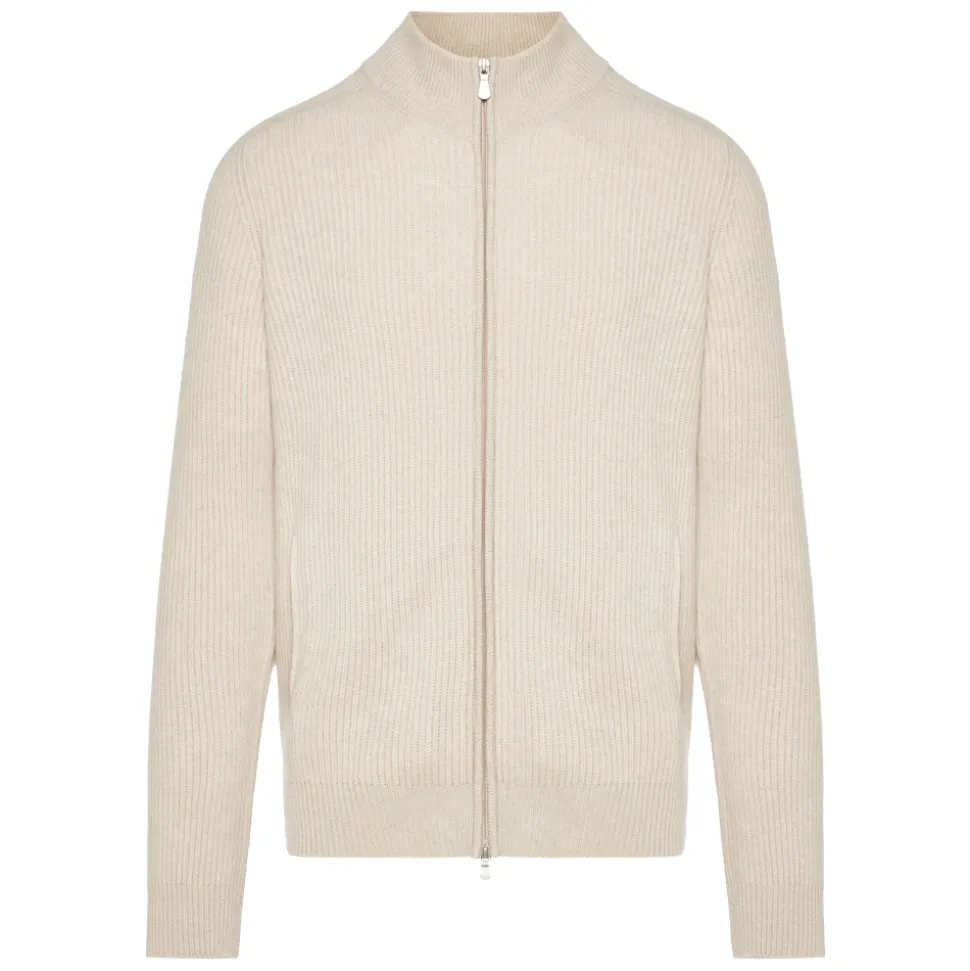 Ribbestrikket kasjmir cardigan