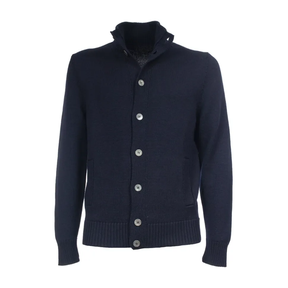 Ribbestrikket ull cardigan knappestolpe