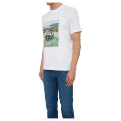 Ribbet Crew Neck Hvit T-skjorte