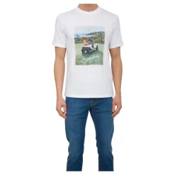 Ribbet Crew Neck Hvit T-skjorte
