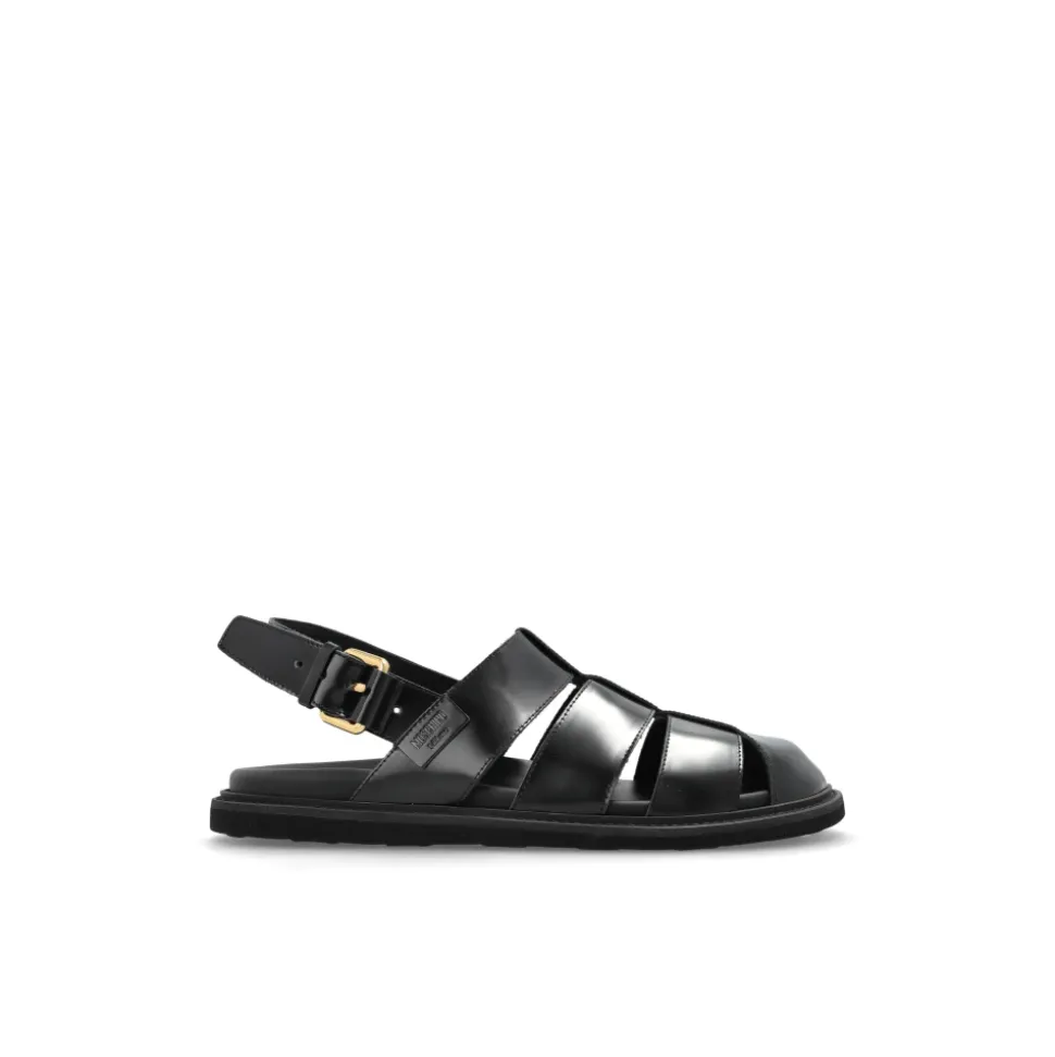 Sandaler i børstet kalveskinn, sporty