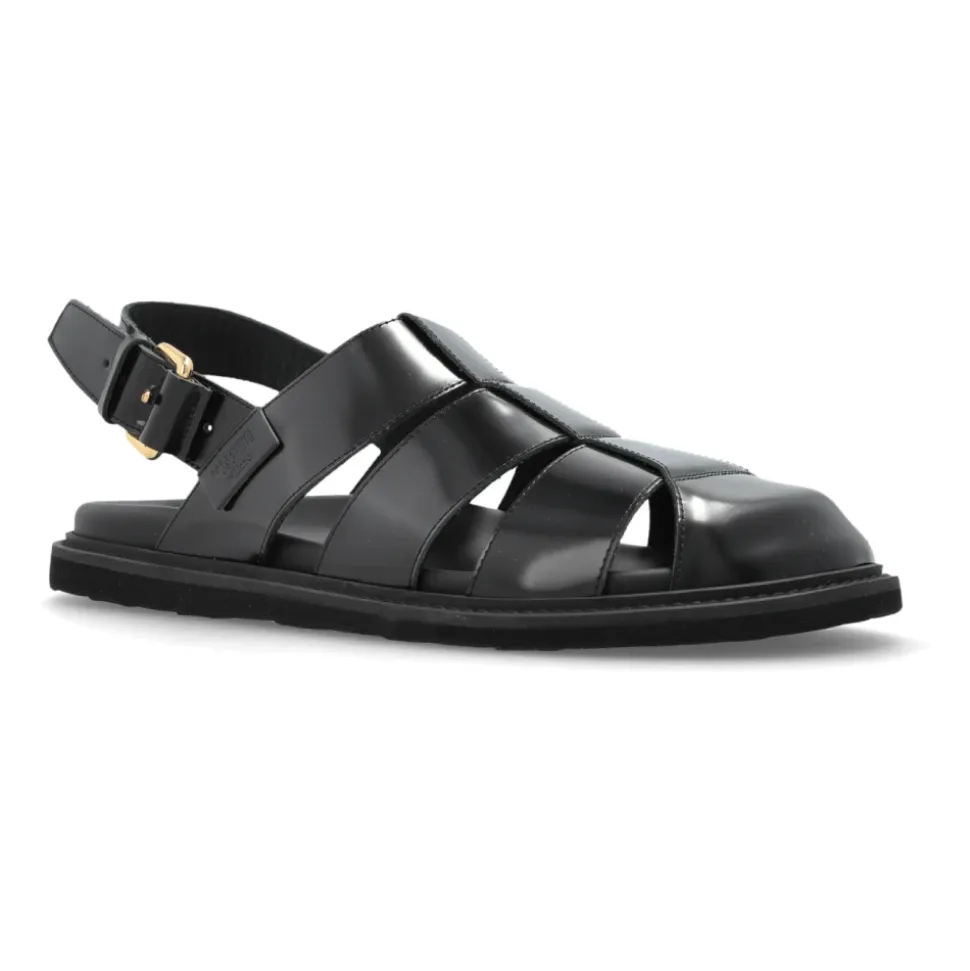 Sandaler i børstet kalveskinn, sporty