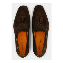Semsket skinn og lær loafers med dusk