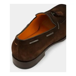 Semsket skinn og lær loafers med dusk