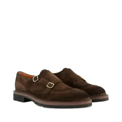 Sko med dobbel spenne og brogue-detaljer