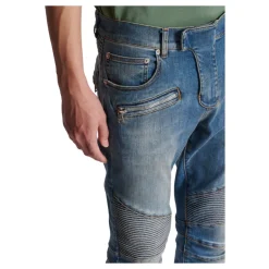 Slim-fit biker jeans i blå denim