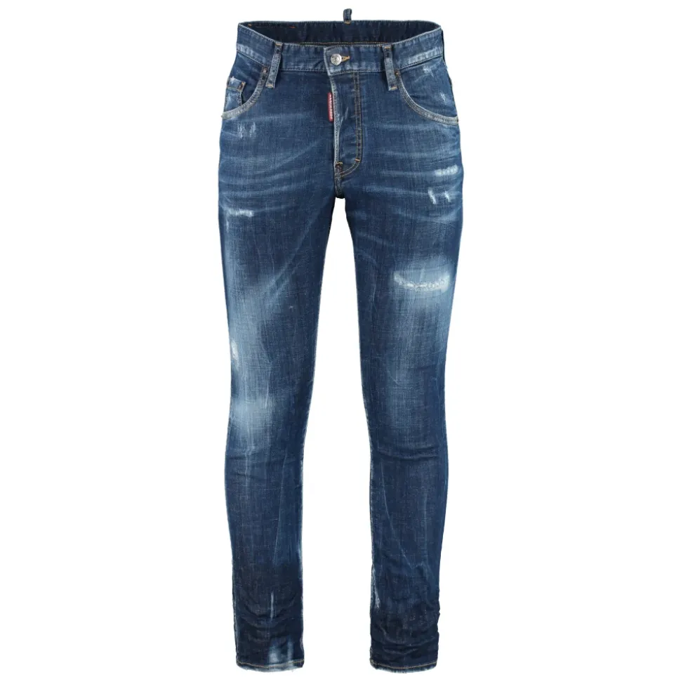 Slitte 5-lommers Jeans med Metall Detaljer