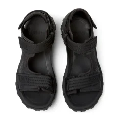Sorte flate sandaler for menn