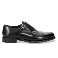 Sorte Monk Strap Skinn Sko