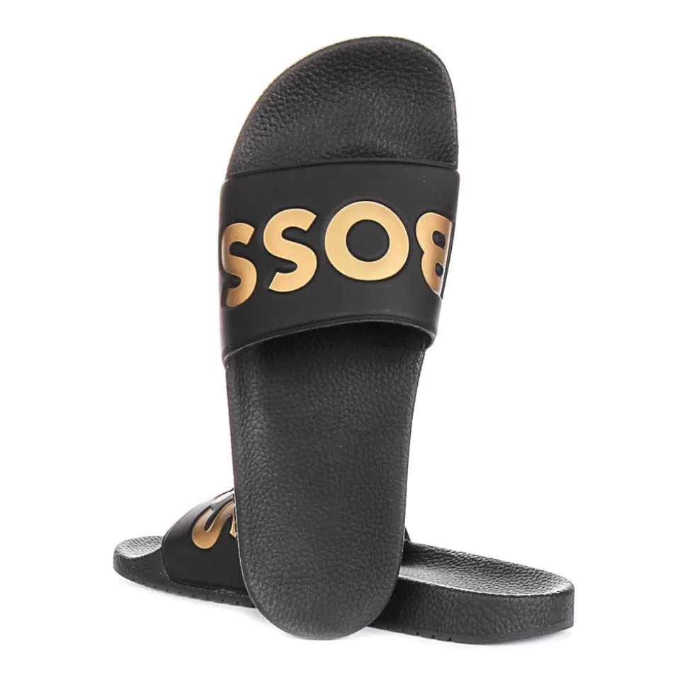 Sort Gull Slide Sandaler Menn