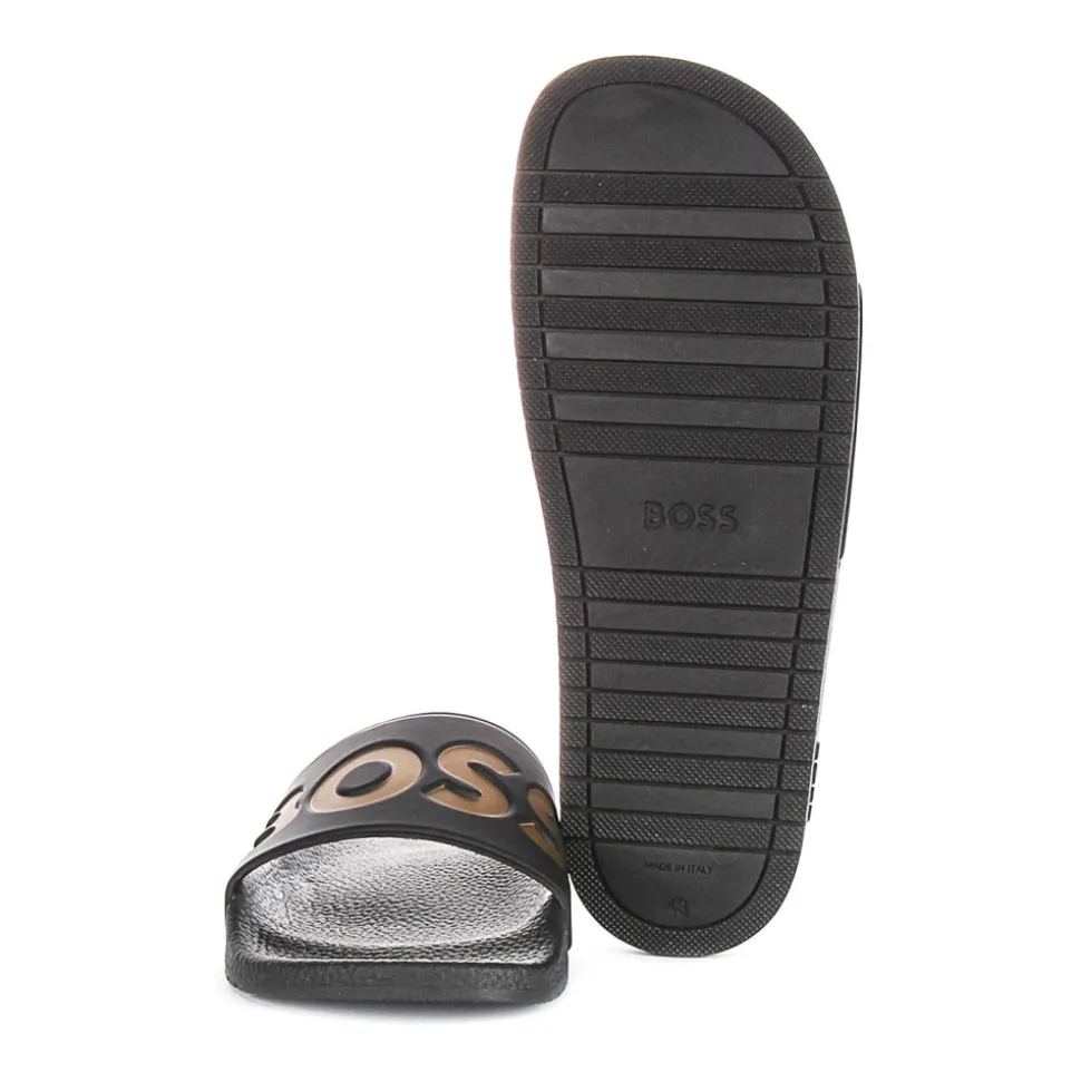 Sort Gull Slide Sandaler Menn