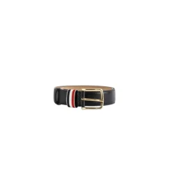 Sort kornet skinnbelte med trikolor stripe