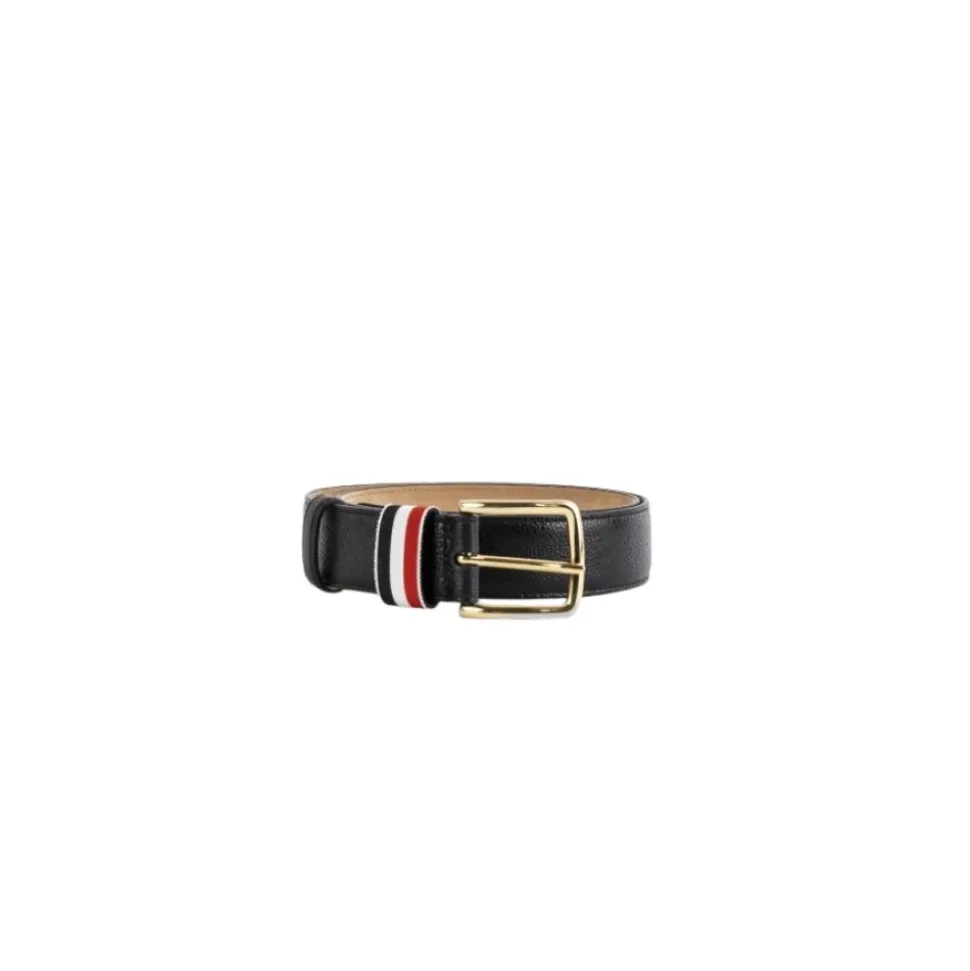 Sort kornet skinnbelte med trikolor stripe