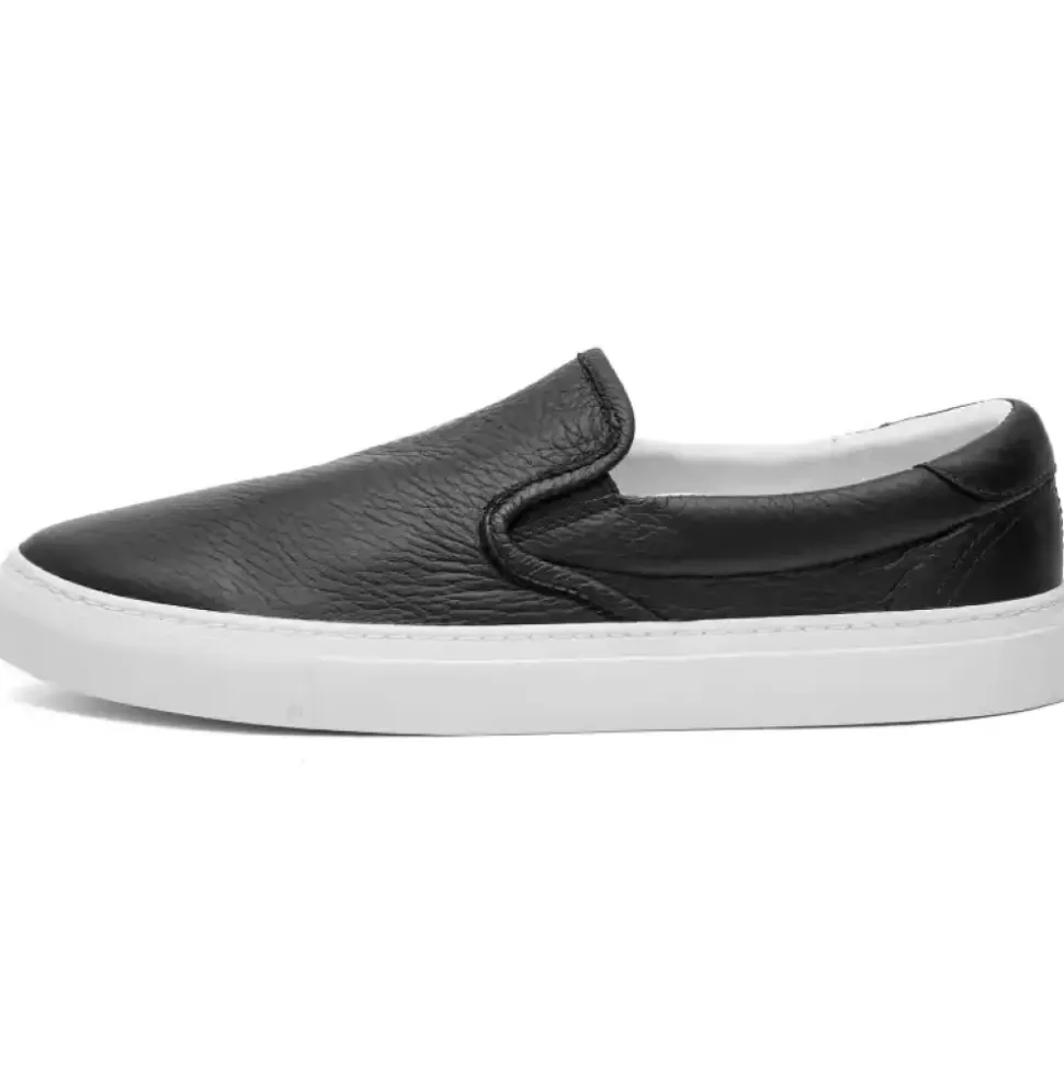 Sort Nappa Skinn Slip-On Sneakers