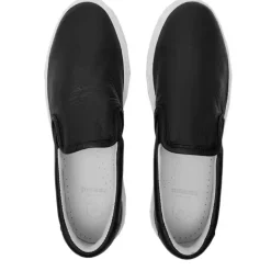 Sort Nappa Skinn Slip-On Sneakers