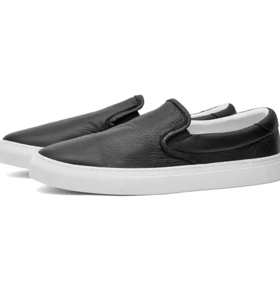 Sort Nappa Skinn Slip-On Sneakers