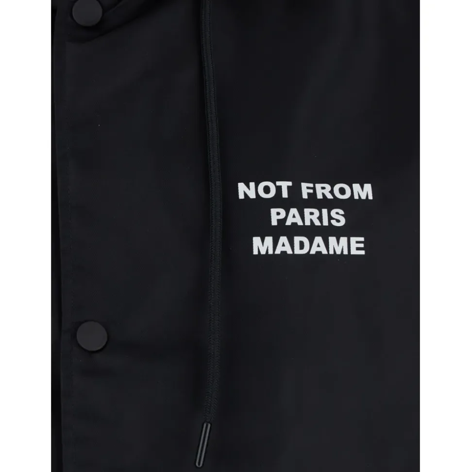 Sort Parka Kåpe med Logo Detaljer