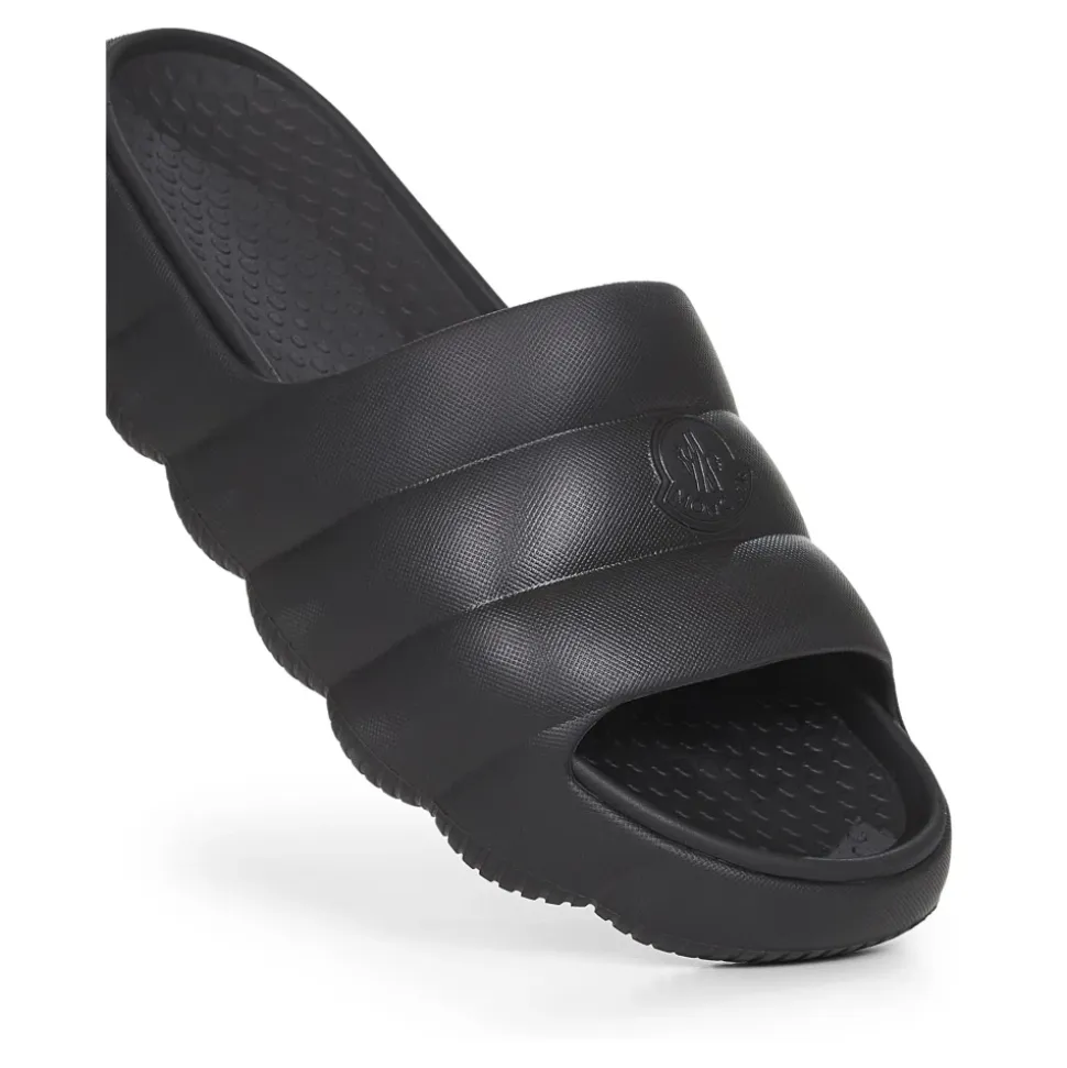 Sort Quiltet Slip-On Sandaler