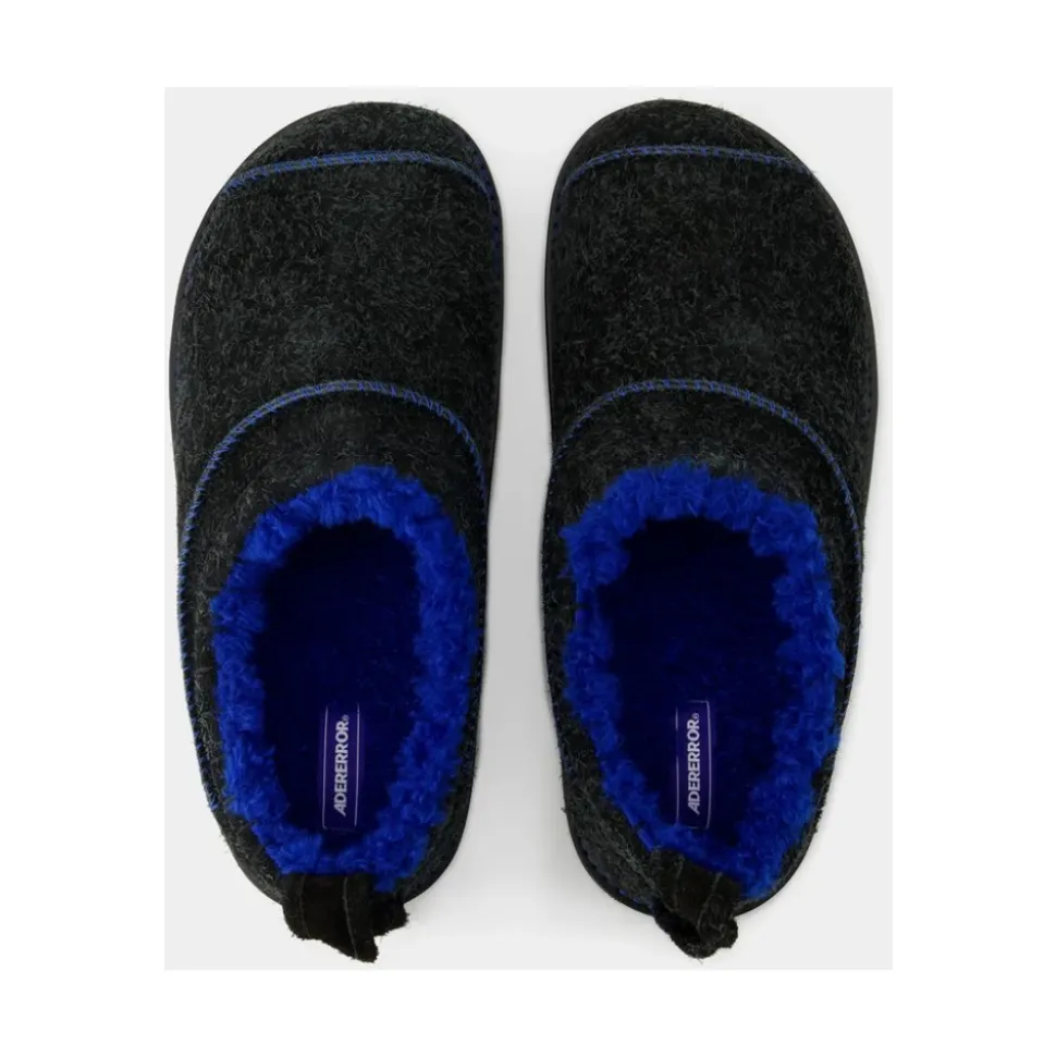 Sort Skinn Slip-On Slides