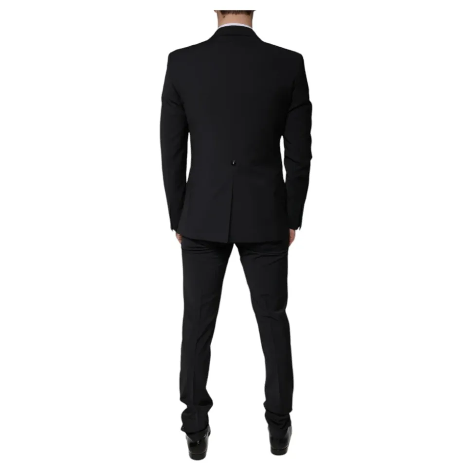Sort ull Slim Fit 3-delt dress