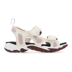 Stilige flate sandaler med flerfarget stoff