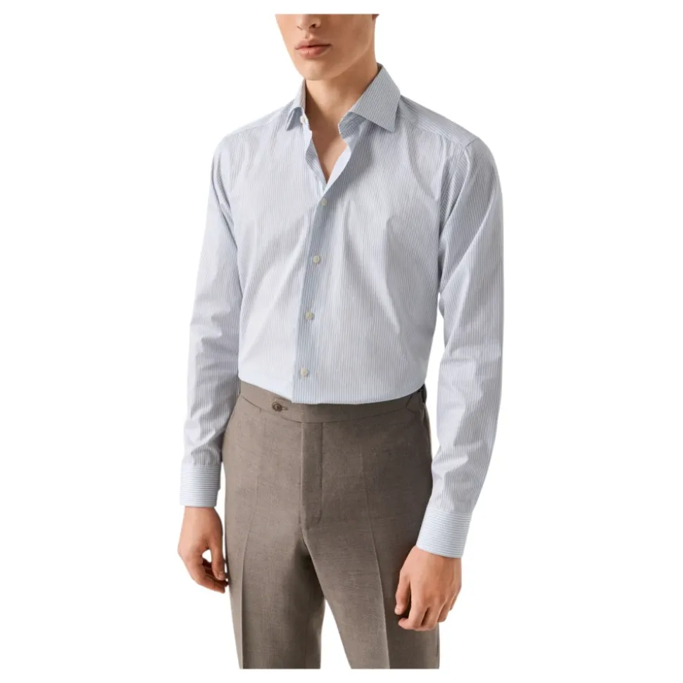 Stripete Fin Twill Skjorte - Slim Fit