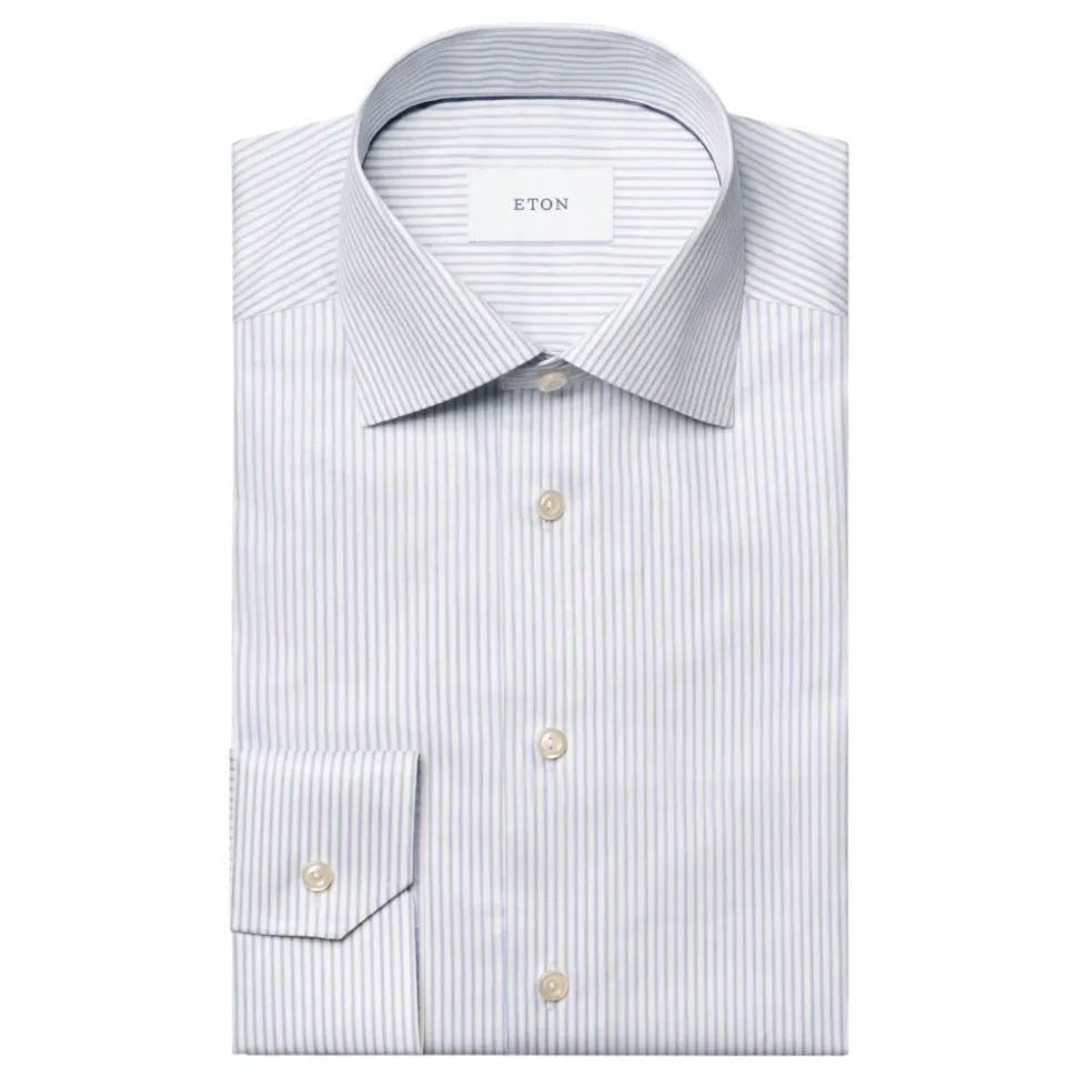 Stripete Fin Twill Skjorte - Slim Fit