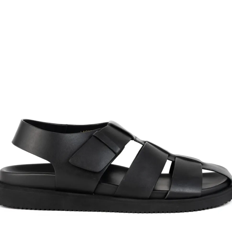 Svarte, avslappede, flate sandaler