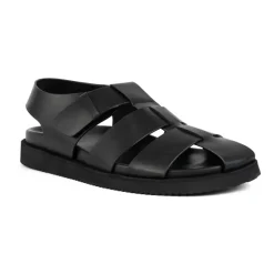 Svarte, avslappede, flate sandaler