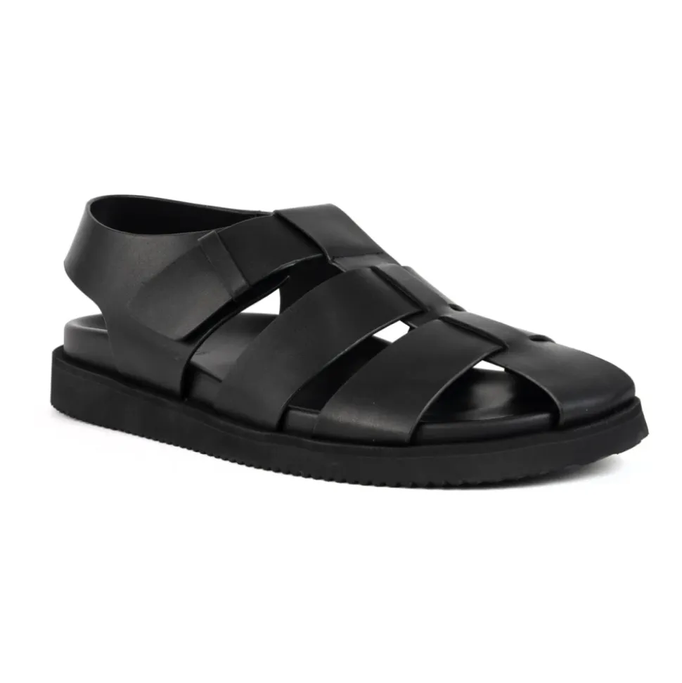 Svarte, avslappede, flate sandaler