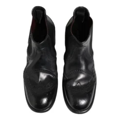 Svarte skinnankelstøvler slip on