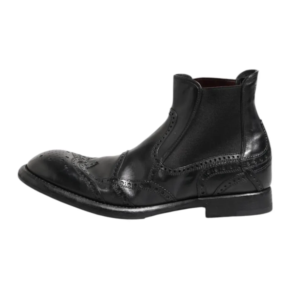 Svarte skinnankelstøvler slip on
