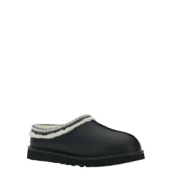 Svarte skinnmules med preget logo
