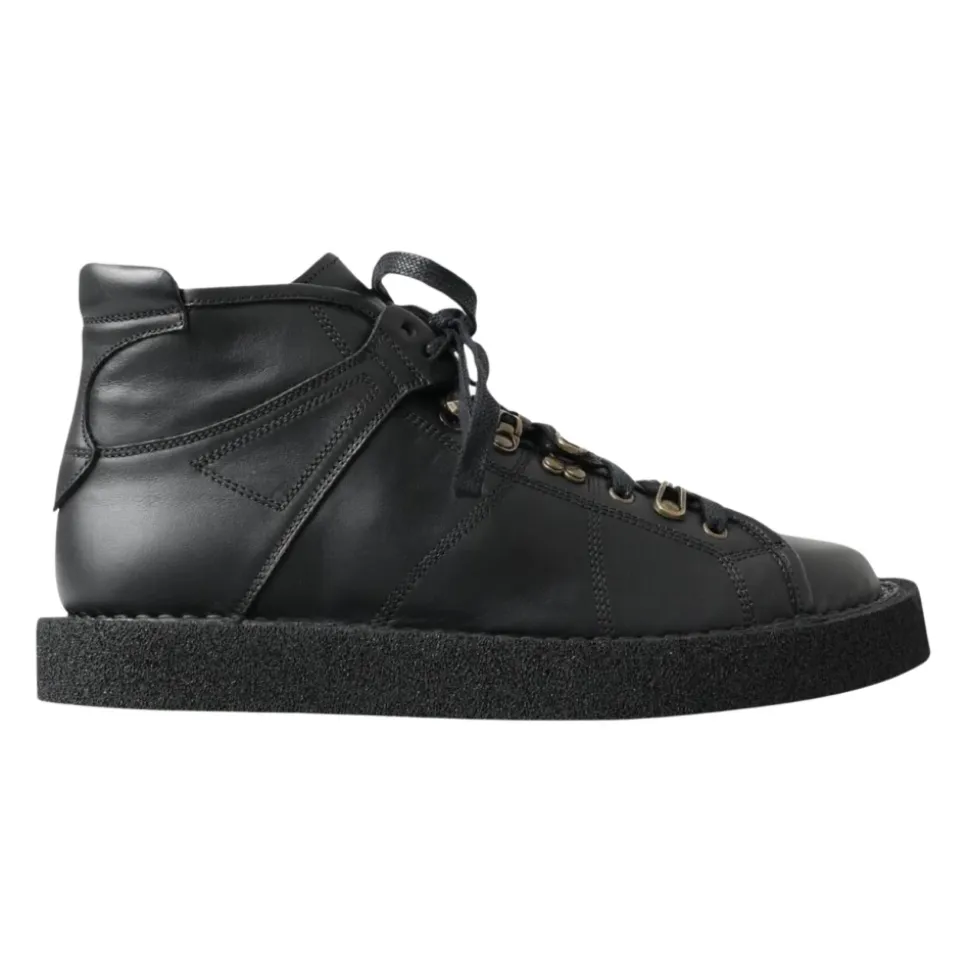 Svarte skinn slip-on ankelstøvler