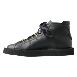 Svarte skinn slip-on ankelstøvler