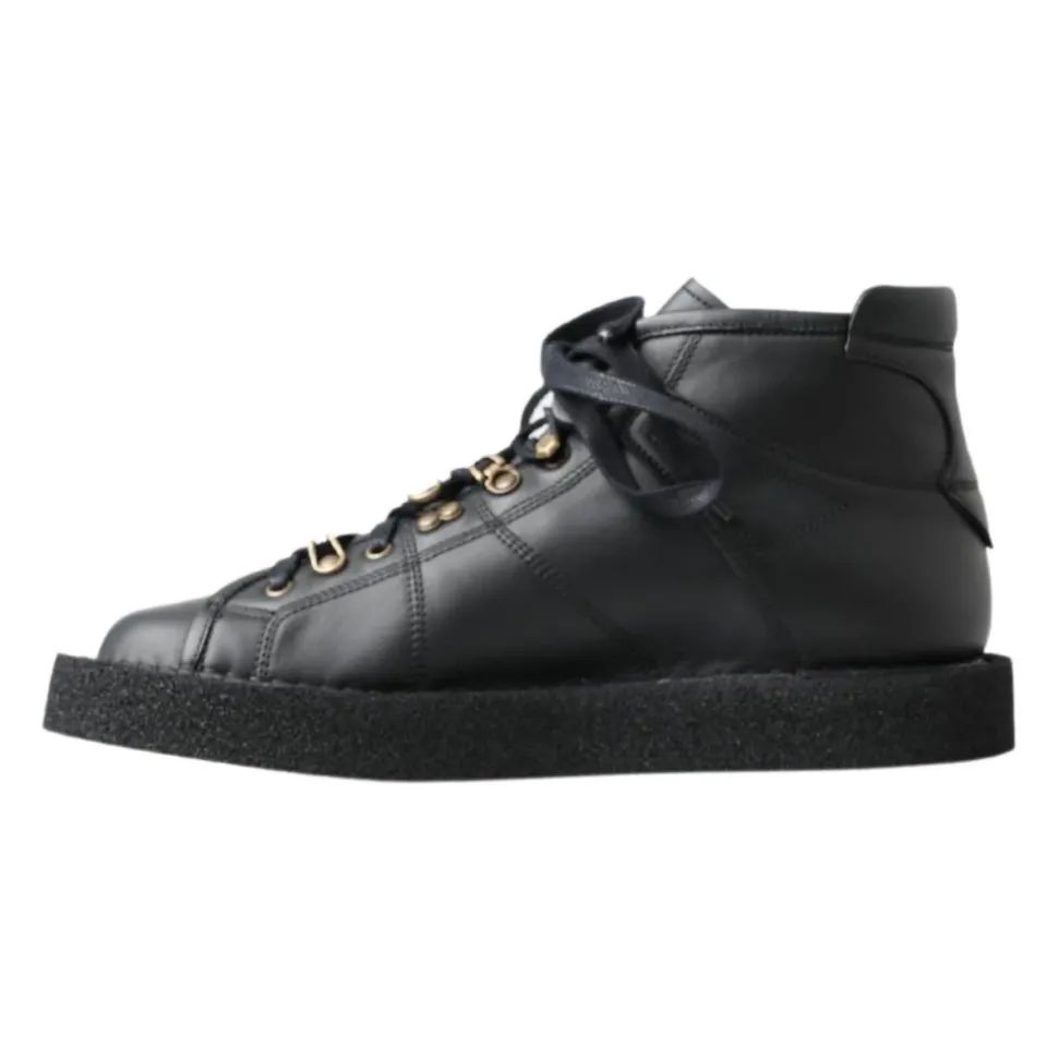 Svarte skinn slip-on ankelstøvler